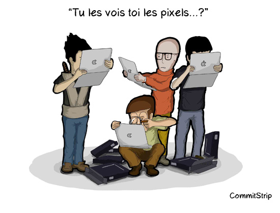 illustration humoristique des écrans retina d'Apple